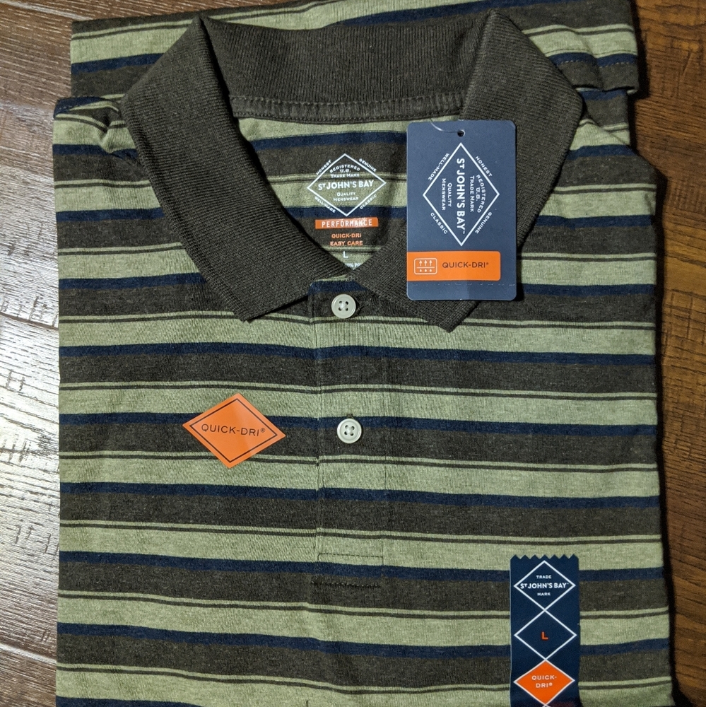 Men's NWT green polo shirt St. John's Bay Large